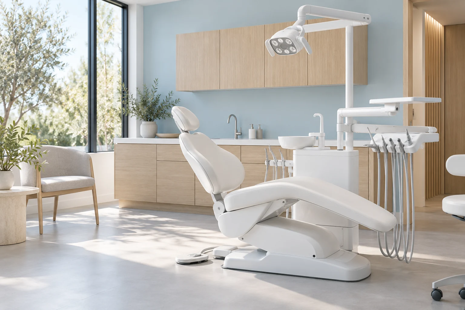 Consultorio odontológico con sillón y equipo dental